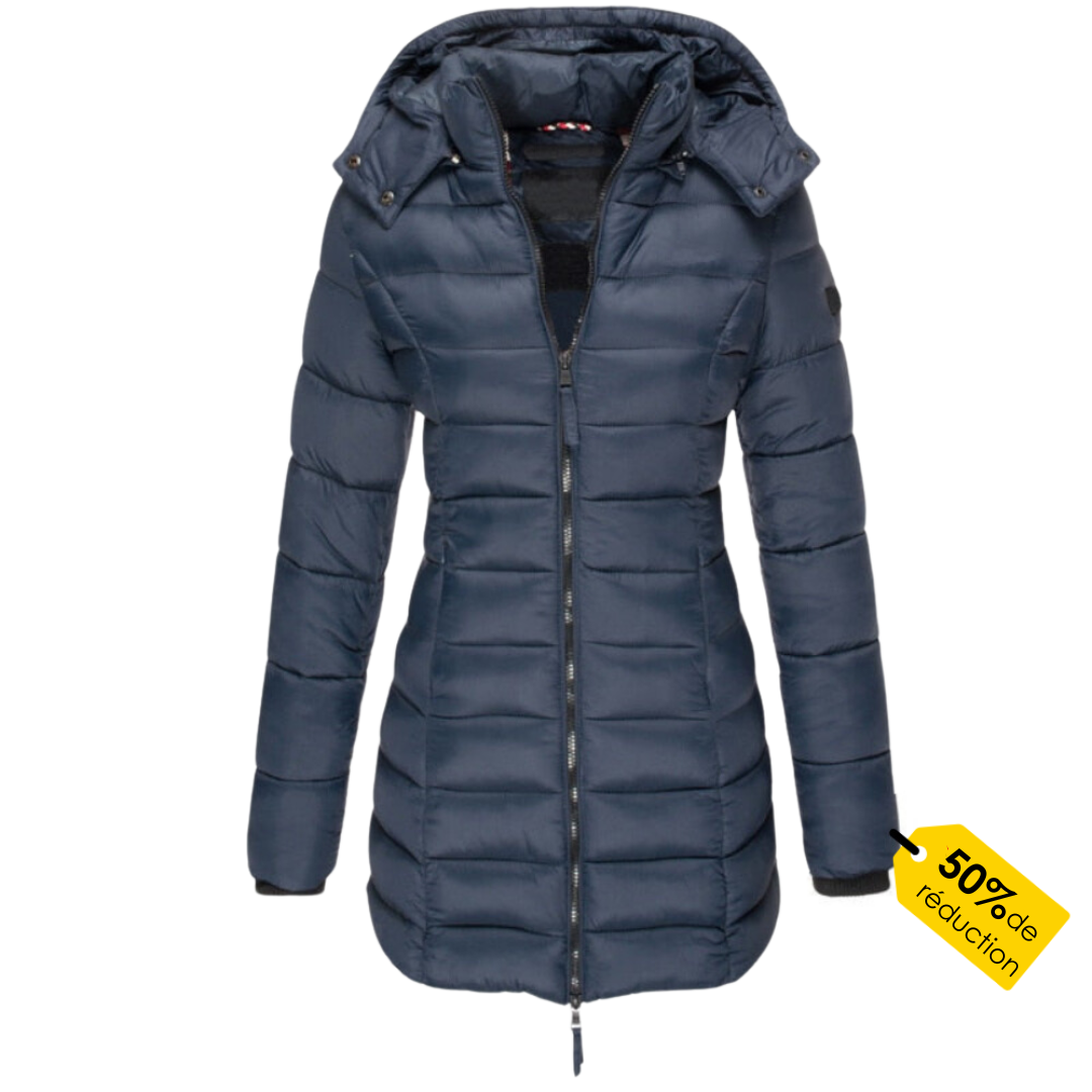 Women's Winter Down Coat Hooded Zip Polyester Warm Puffer Jacket Navy Black Khaki Beige Red Grey Yellow Ladies Padded Coat Casual Autumn Cold Weather Outdoor