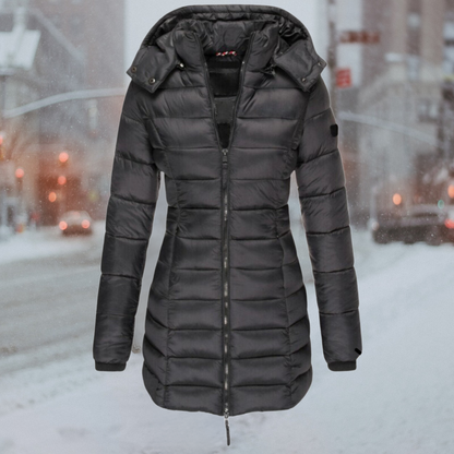 Women's Winter Down Coat Hooded Zip Polyester Warm Puffer Jacket Navy Black Khaki Beige Red Grey Yellow Ladies Padded Coat Casual Autumn Cold Weather Outdoor