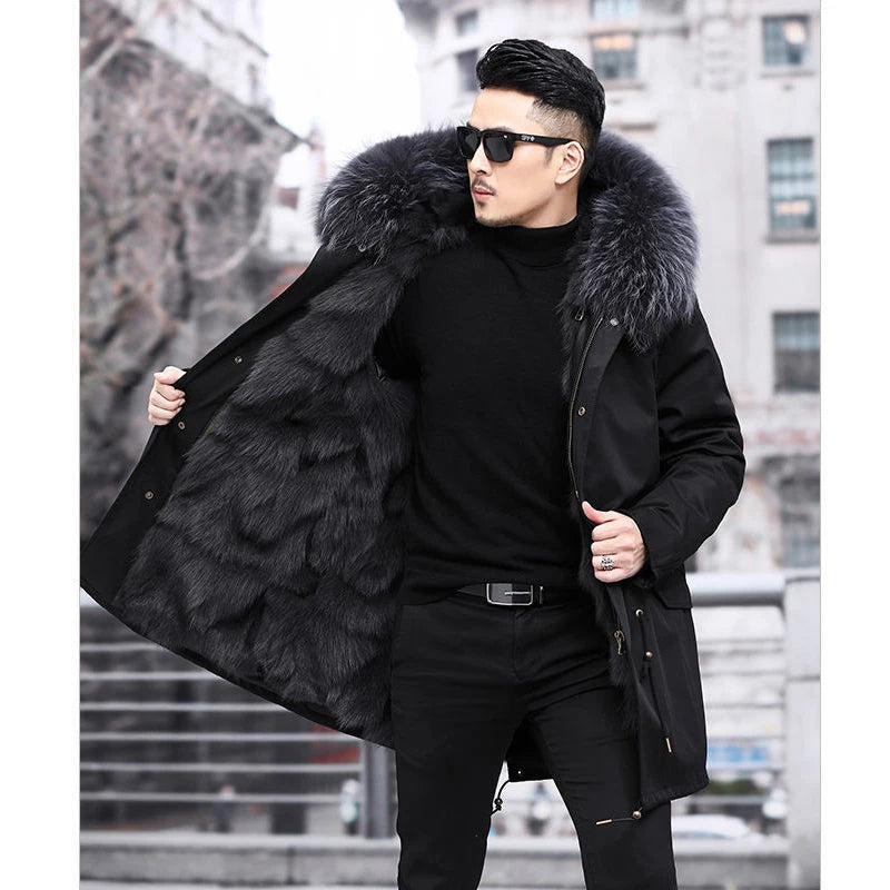 Men's Winter Jacket Waterproof Insulated Warm Faux-Fur Hood