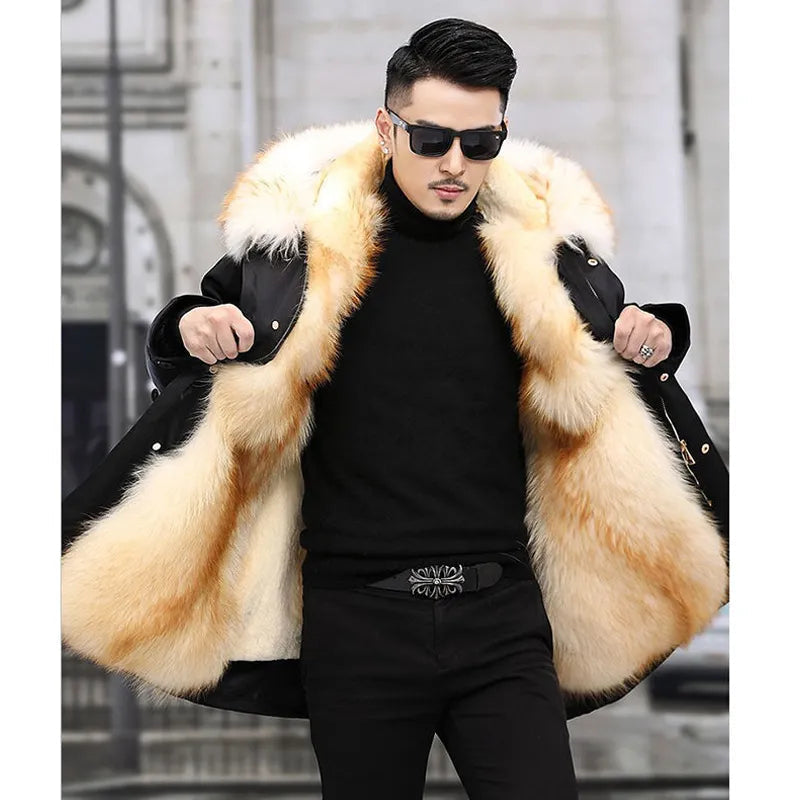 Men's Winter Jacket Waterproof Insulated Warm Faux-Fur Hood