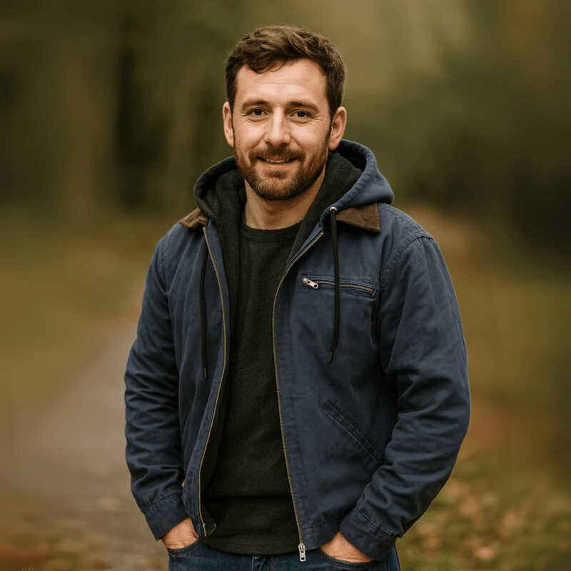 Men's Leather Winter Jacket with Hood Zip Black Casual Warm