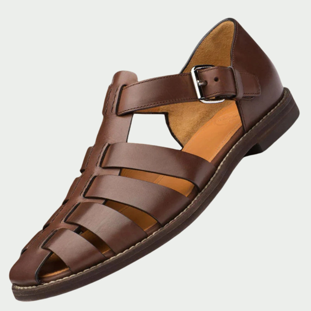 Men's Closed Toe Gladiator Sandals Leather Adjustable Buckle Strap