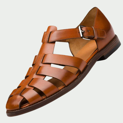 Men's Closed Toe Gladiator Sandals Leather Adjustable Buckle Strap