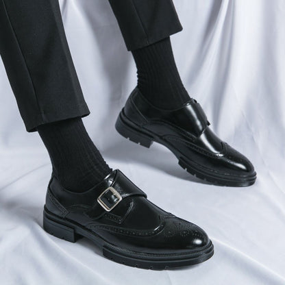 Men's Monk Strap Shoes Elegant Spring Formal Occasion Black Brown