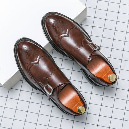 Men's Monk Strap Shoes Elegant Spring Formal Occasion Black Brown