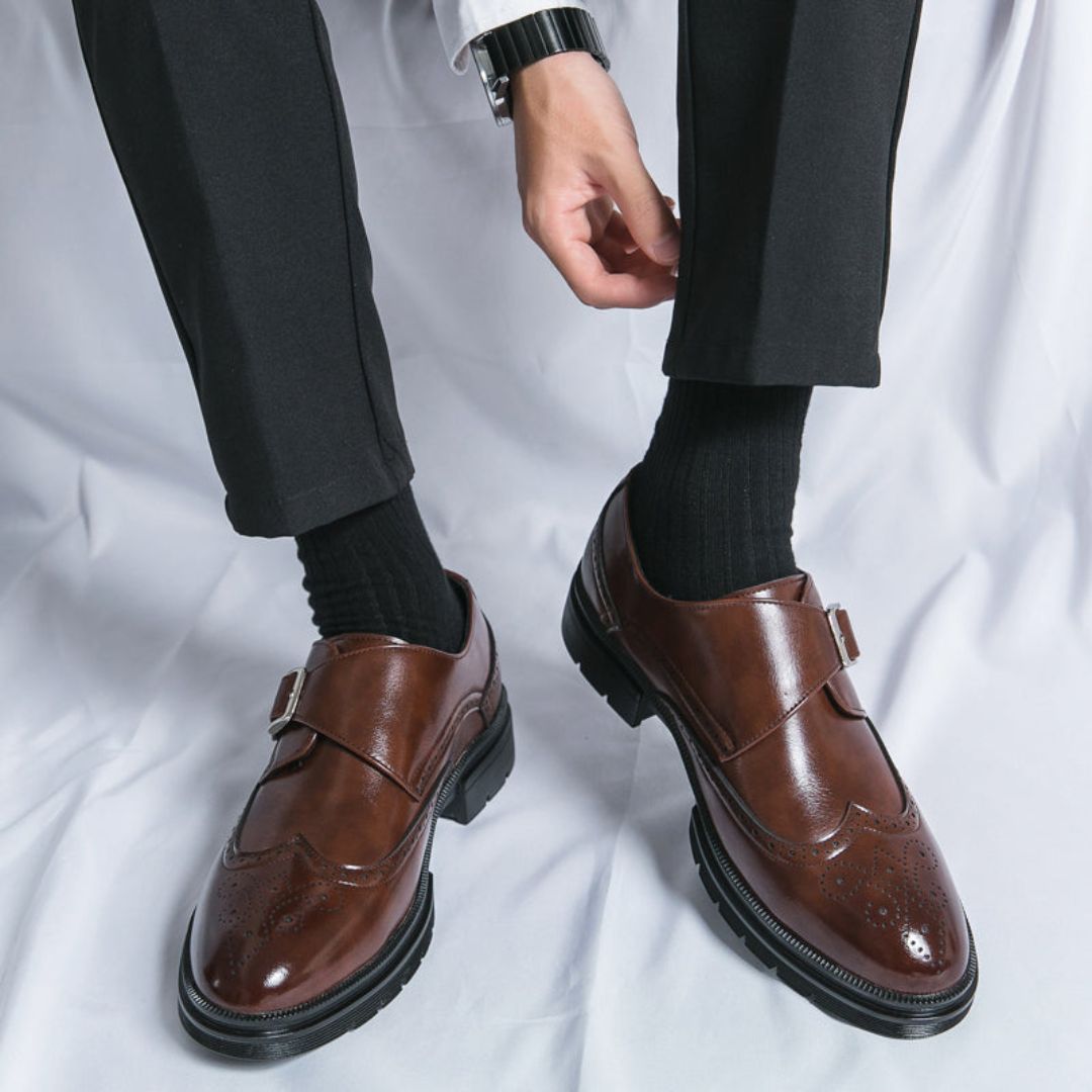 Men's Monk Strap Shoes Elegant Spring Formal Occasion Black Brown