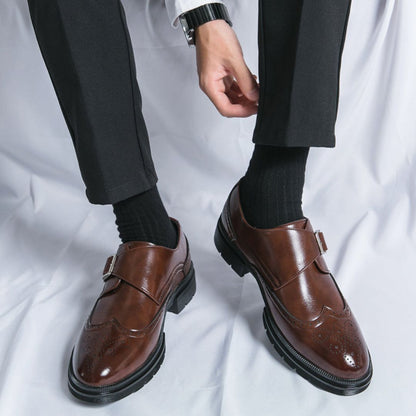 Men's Monk Strap Shoes Elegant Spring Formal Occasion Black Brown