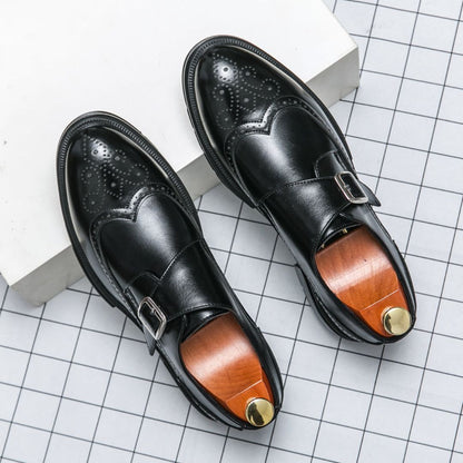 Men's Monk Strap Shoes Elegant Spring Formal Occasion Black Brown