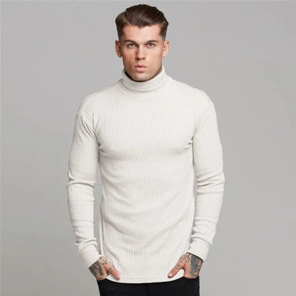 Men's Turtleneck Sweater Slim Fit Casual Business Knit Pullover Black Grey White Warm Stretch Modern Office Smart Casual All Season-2