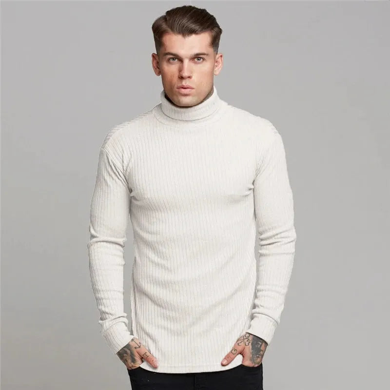 Men's Turtleneck Sweater Slim Fit Casual Business Knit Pullover Black Grey White Warm Stretch Modern Office Smart Casual All Season-2