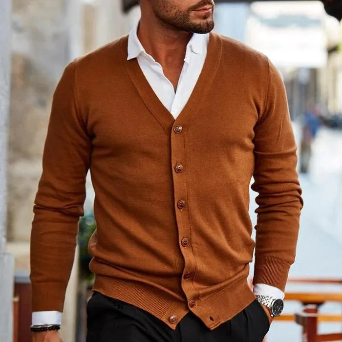 Men's V-Neck Cardigan Buttoned Casual Knit Jumper Relaxed Fit Everyday Layering Sweater Work Lounge Lightweight Sizes S-4XL-2