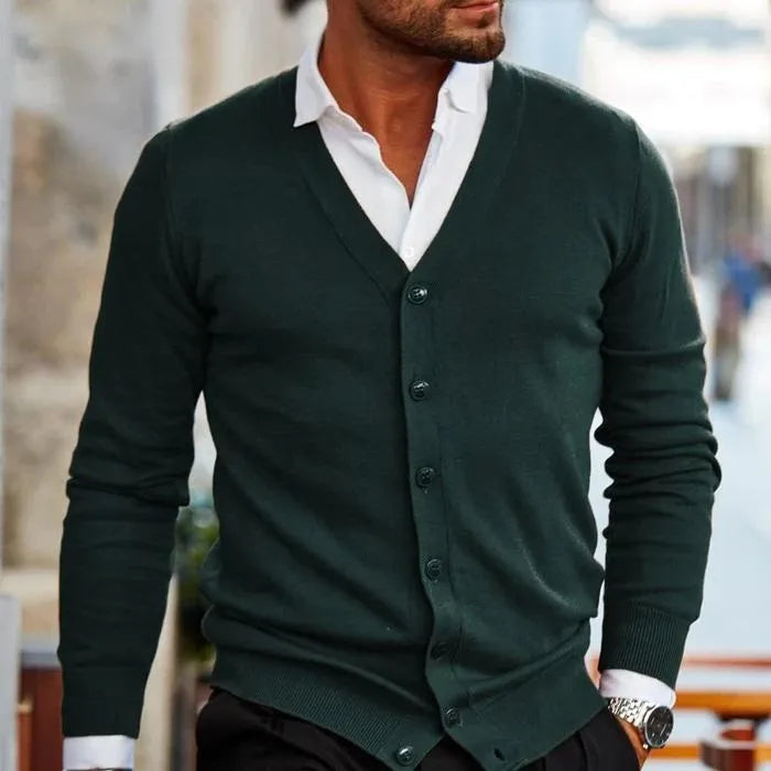 Men's V-Neck Cardigan Buttoned Casual Knit Jumper Relaxed Fit Everyday Layering Sweater Work Lounge Lightweight Sizes S-4XL-3