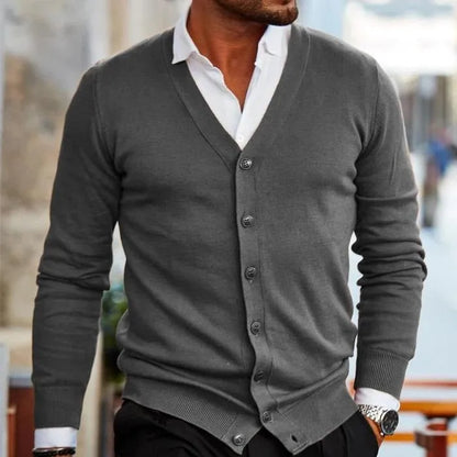 Men's V-Neck Cardigan Buttoned Casual Knit Jumper Relaxed Fit Everyday Layering Sweater Work Lounge Lightweight Sizes S-4XL-5