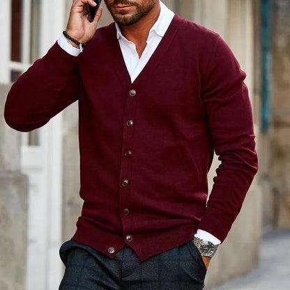 Men's V-Neck Cardigan Buttoned Casual Knit Jumper Relaxed Fit Everyday Layering Sweater Work Lounge Lightweight Sizes S-4XL-1