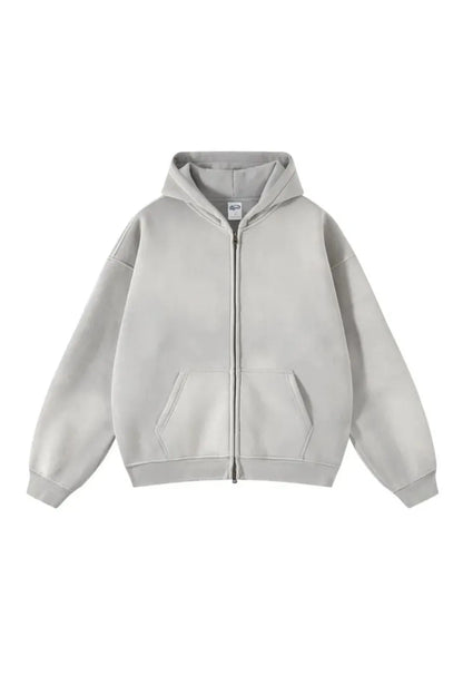Men's Zipped Hoodie Heavyweight Cotton Blend Full Zip Casual Everyday Fleece Sweatshirt Warm Structured Fit Jacket S-2XL