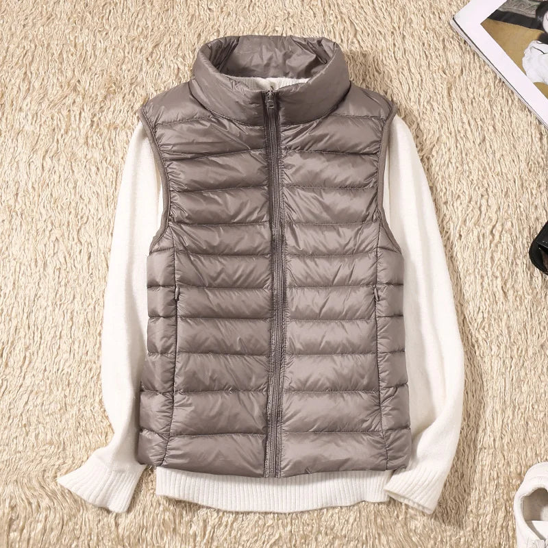 Women's Sleeveless Puffer Vest Lightweight Warm Quilted Gilet Layering