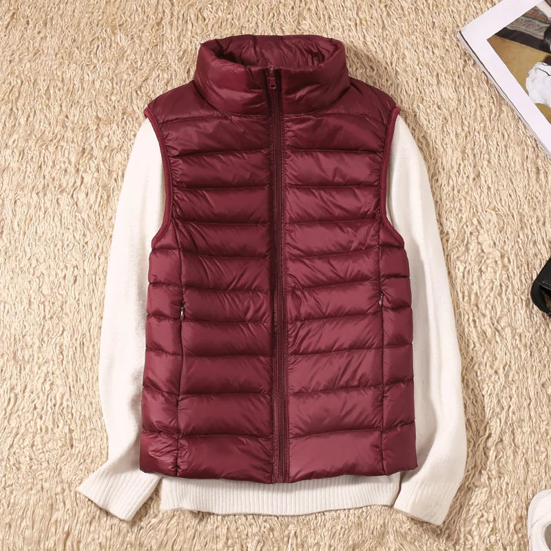 Women's Sleeveless Puffer Vest Lightweight Warm Quilted Gilet Layering