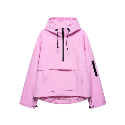 Women's Hooded Waterproof Jacket Three-Proof Windproof Rain Coat Lightweight Warm Casual Outdoor All-Weather Ladies Parka-1