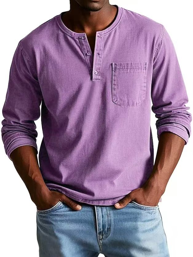 Men's Henley Shirt in Purple
