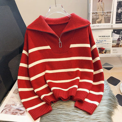 Women's Striped Long Sleeve Collared Top Classic Woven Shirt Blouse Casual Work Office Smart Everyday Ladies Fitted Tee
