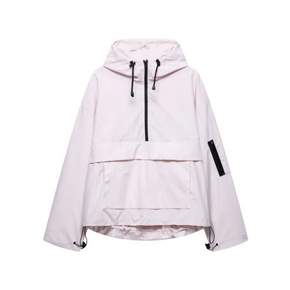 Women's Hooded Waterproof Jacket Three-Proof Windproof Rain Coat Lightweight Warm Casual Outdoor All-Weather Ladies Parka-2