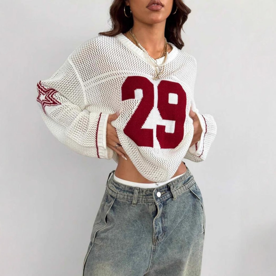Women's Retro Long Sleeve Pullover Sweater Relaxed Fit Casual Knit Top Classic Vintage Style Ladies Jumper Everyday Wear