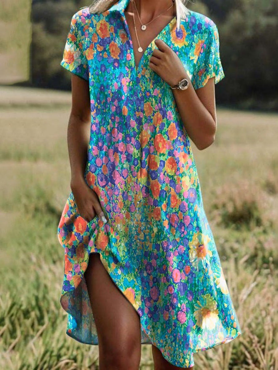 Sienna women's printed summer dress in Tropical Lagoon