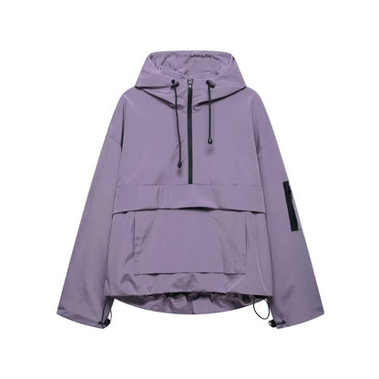 Women's Hooded Waterproof Jacket Three-Proof Windproof Rain Coat Lightweight Warm Casual Outdoor All-Weather Ladies Parka-3