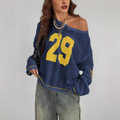 Women's Retro Long Sleeve Pullover Sweater Relaxed Fit Casual Knit Top Classic Vintage Style Ladies Jumper Everyday Wear