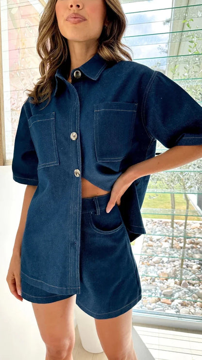 Olivia women's outfit set in Dark Denim