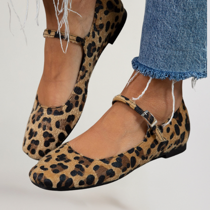 Leopard Print Ballet Flats Plush Fur Slip On Comfort Everyday Shoes