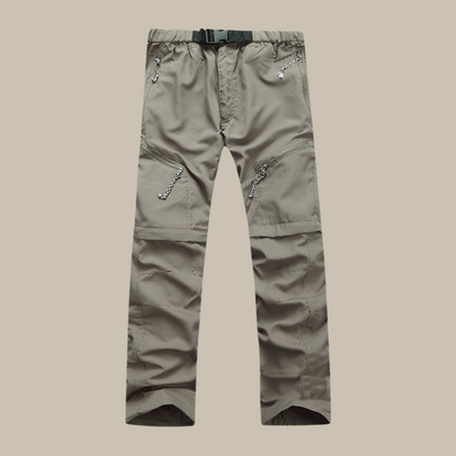 Men's Convertible Zip-Off Hiking Pants Elastic Waistband Multi-Pocket