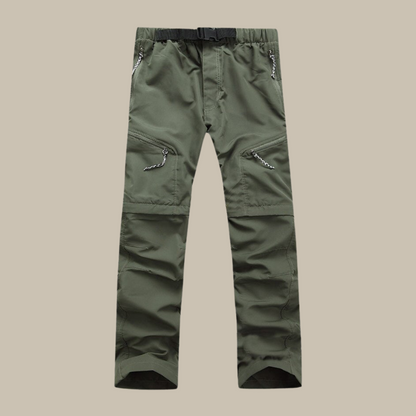Men's Convertible Zip-Off Hiking Pants Elastic Waistband Multi-Pocket