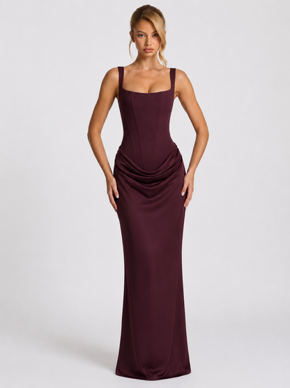 Ruby | Corset Maxi Dress with Draped Skirt