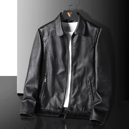 Men's Zip Up Jacket Point Collar Panel Stitching Side Pockets Casual