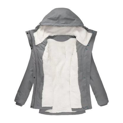 Women's Long Waterproof Winter Coat Fleece Lined Tailored Warm Elegant Outerwear