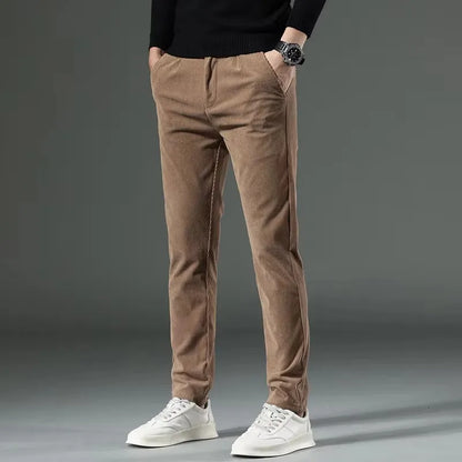 Men's Slim Fit Pants Vertical Texture Casual Smart Casual Everyday Trousers