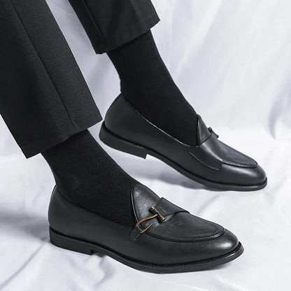 Men's Slip-On Loafers Apron Toe Strap Detail Casual Smart Dress Shoes