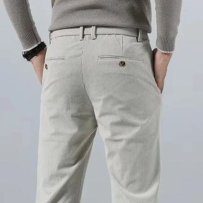 Men's Slim Fit Pants Vertical Texture Casual Smart Casual Everyday Trousers