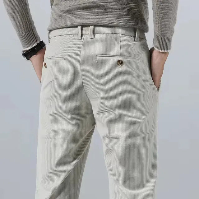 Men's Slim Fit Pants Vertical Texture Casual Smart Casual Everyday Trousers