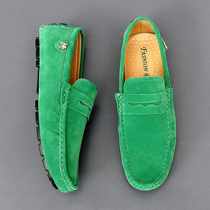 Men's Penny Loafers Slip On Round Toe Casual Suede-Look Moccasin