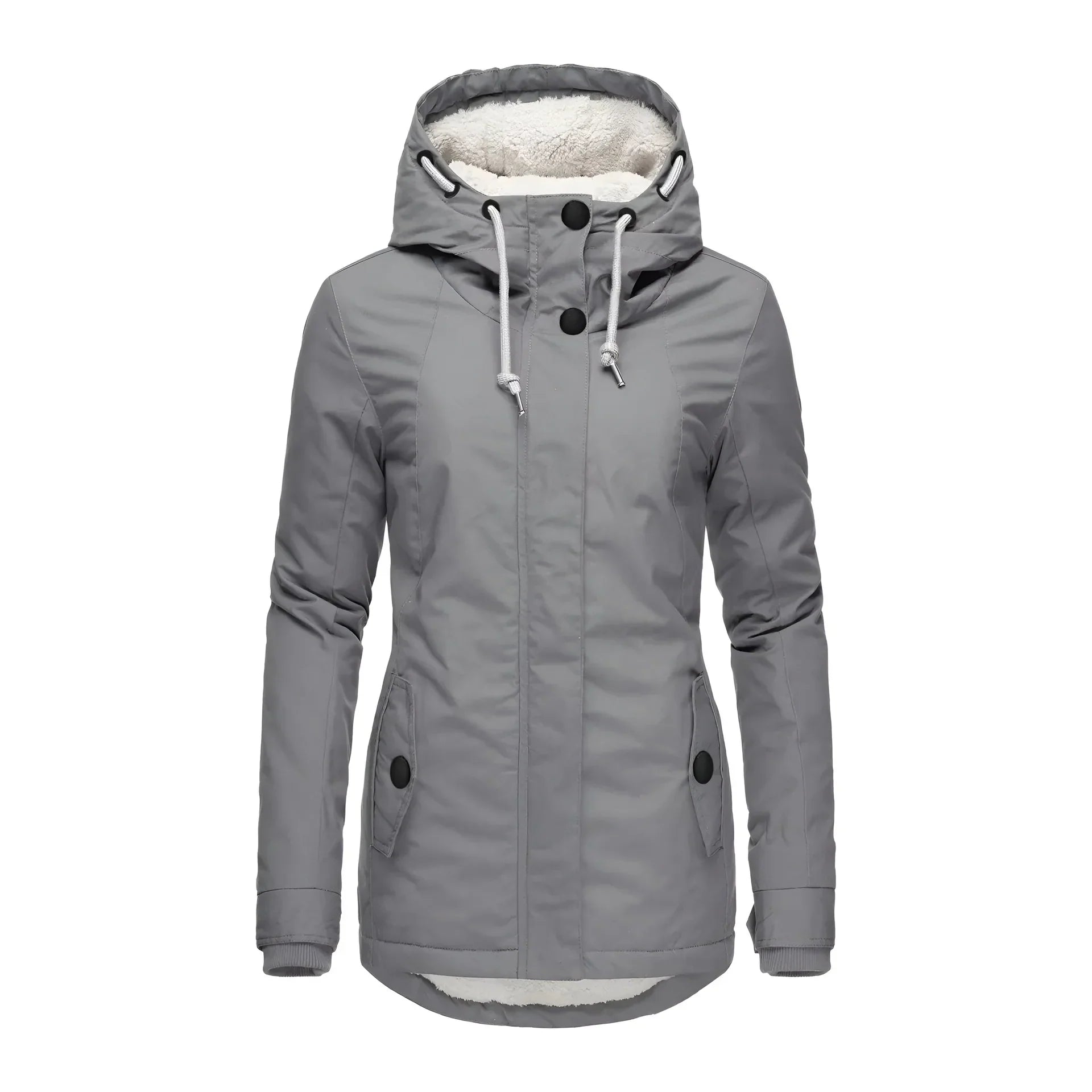 Women's Long Waterproof Winter Coat Fleece Lined Tailored Warm Elegant Outerwear