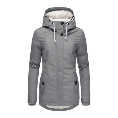 Women's Long Waterproof Winter Coat Fleece Lined Tailored Warm Elegant Outerwear