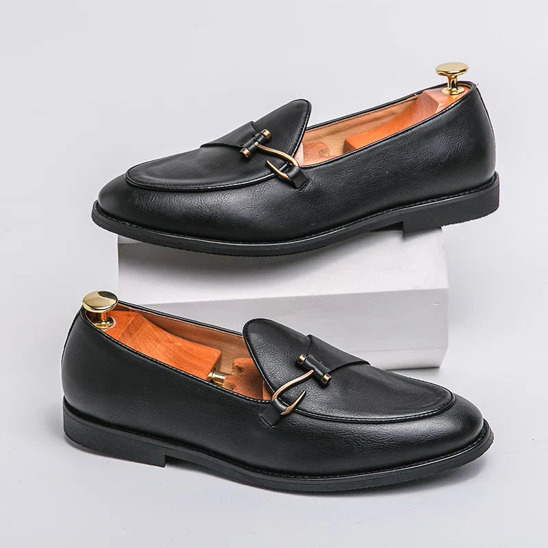Men's Slip-On Loafers Apron Toe Strap Detail Casual Smart Dress Shoes
