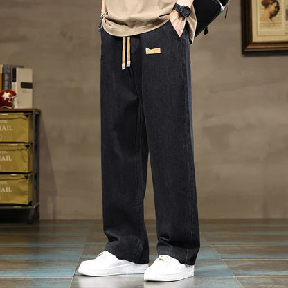 Men's Loose Fit Casual Pants Straight Leg Drawstring Waist Relaxed