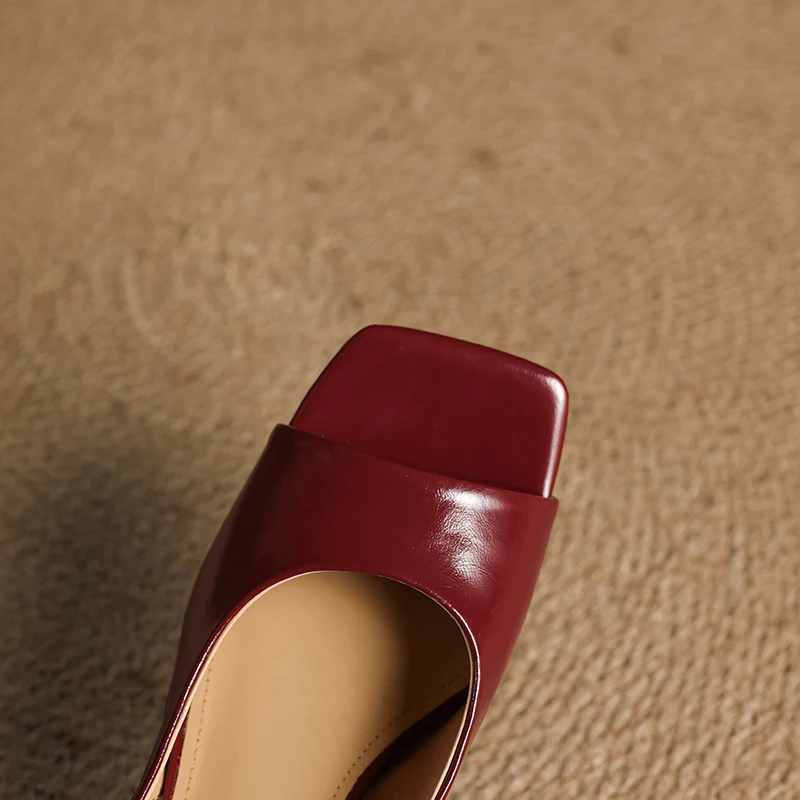 Women's Leather Slingback Heels Kendra Square Toe Comfortable Everyday