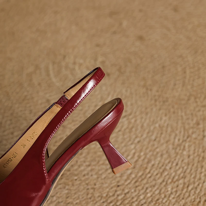 Women's Leather Slingback Heels Kendra Square Toe Comfortable Everyday