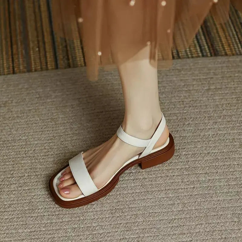 Padded Square Sandals Adjustable Buckle Comfort Everyday Casual Shoes