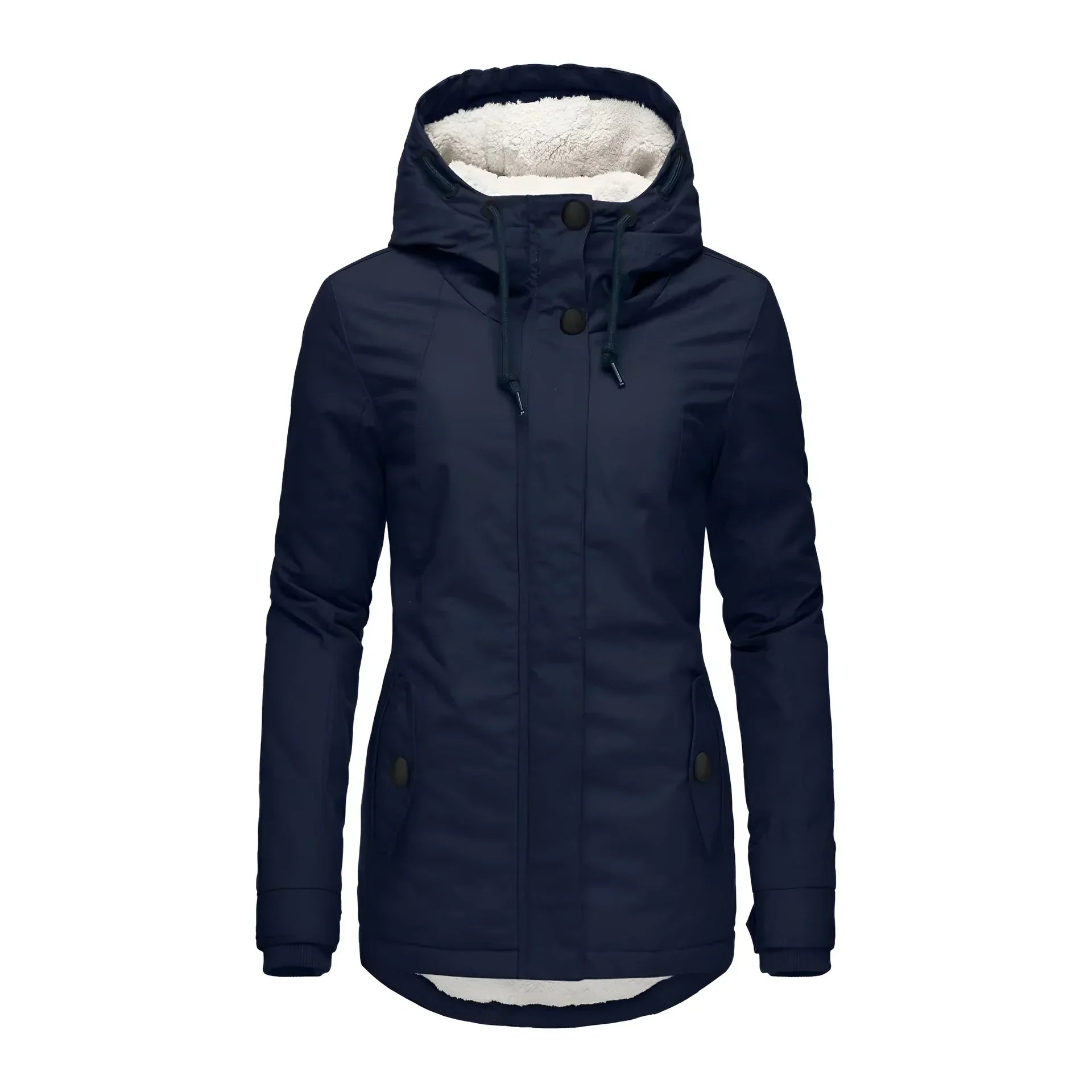 Women's Long Waterproof Winter Coat Fleece Lined Tailored Warm Elegant Outerwear
