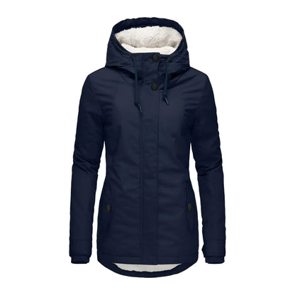 Women's Long Waterproof Winter Coat Fleece Lined Tailored Warm Elegant Outerwear